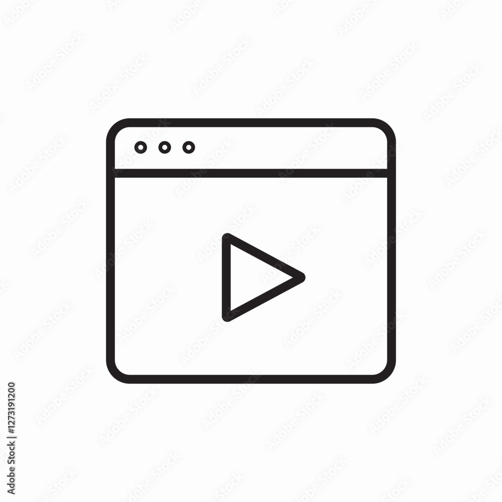 browser video player icon vector sign browser video player icon vector sign