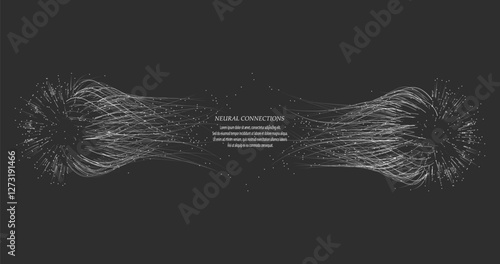 Abstract vector visualization of neural connections. Thin colored lines connect nodes, creating a dynamic flow of information. Gradients and glowing dots highlight the learning process of the neural n