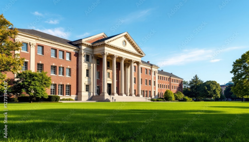 Majestic Collegiate Building On A Sunny Day Majestic Collegiate Building On A Sunny Day