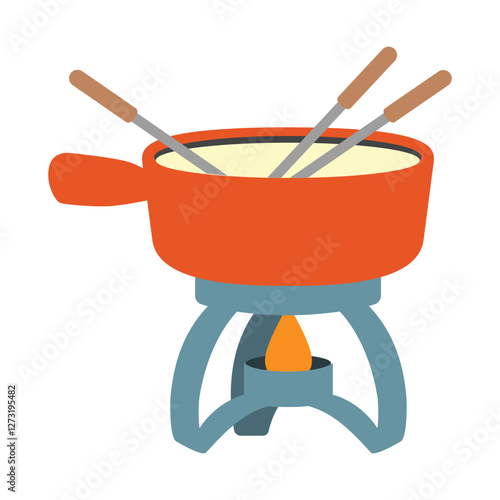 Fondue Vector Icon – Melting Cheese Pot with Dipping Forks