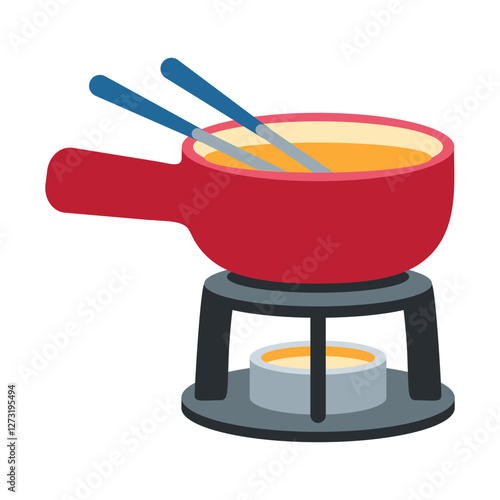 Fondue Vector Icon – Melting Cheese Pot with Dipping Forks