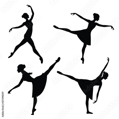 Artistic Classical Dance Silhouettes Girl Poses