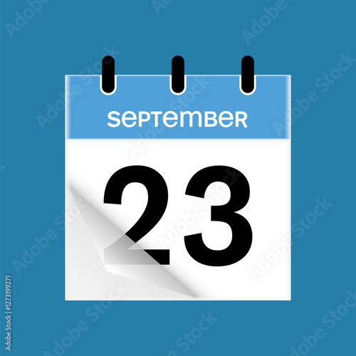 23th September daily calendar icon template. September 23 day calendar design. Single day calendar in vector illustration flat style.