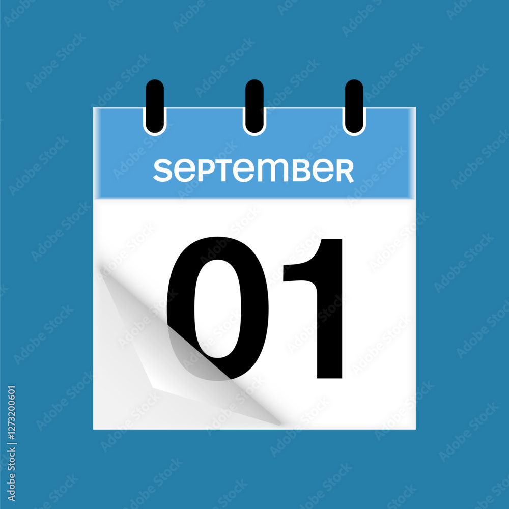 1st September daily calendar icon template. September 1 day calendar design. Single day calendar in vector illustration flat style. 1st September daily calendar icon template. September 1 day calendar design. Single day calendar in vector illustration flat style.