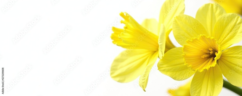Fototapeta premium Yellow forsythia flowers isolated on white background, spring, white