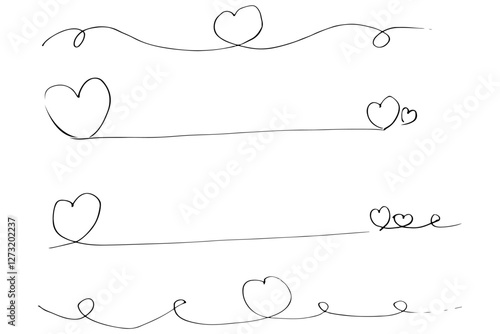 手書きのハートの線のイラスト素材　ベクター