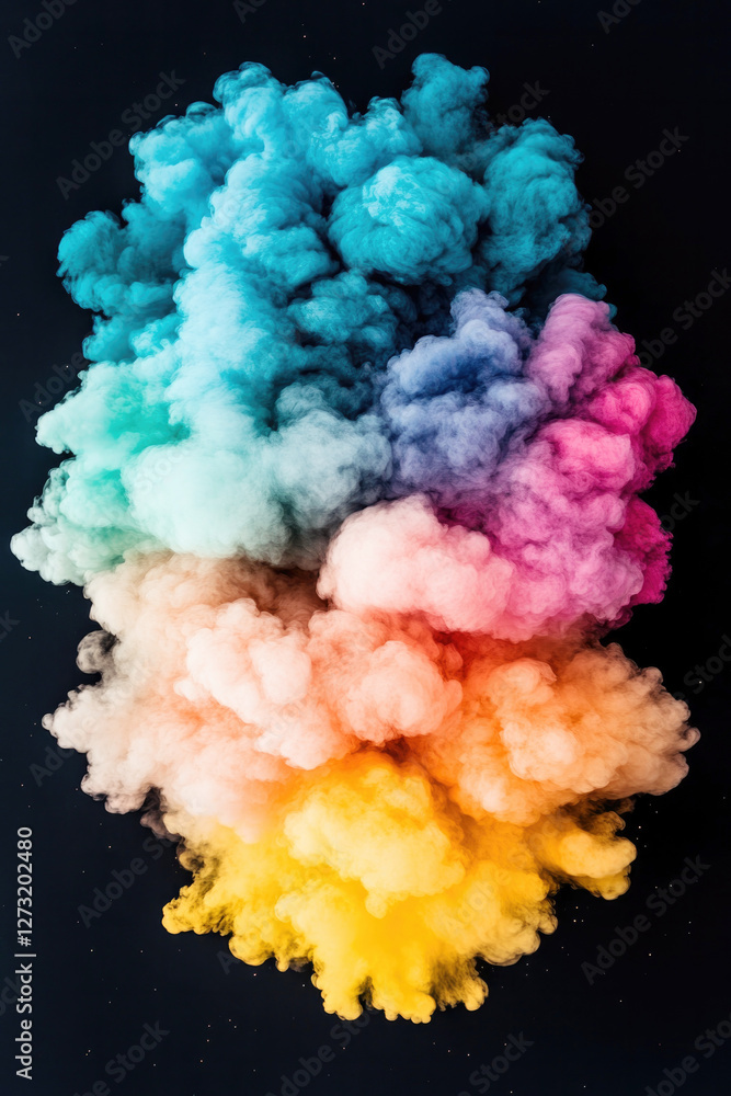 Fototapeta premium Explosion of colorful chaos: vibrant abstract artwork with multicolor clouds for dynamic design