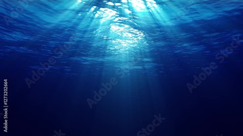 Underwater light creates a beautiful veil, consisting of sunlight. Underwater ocean waves 