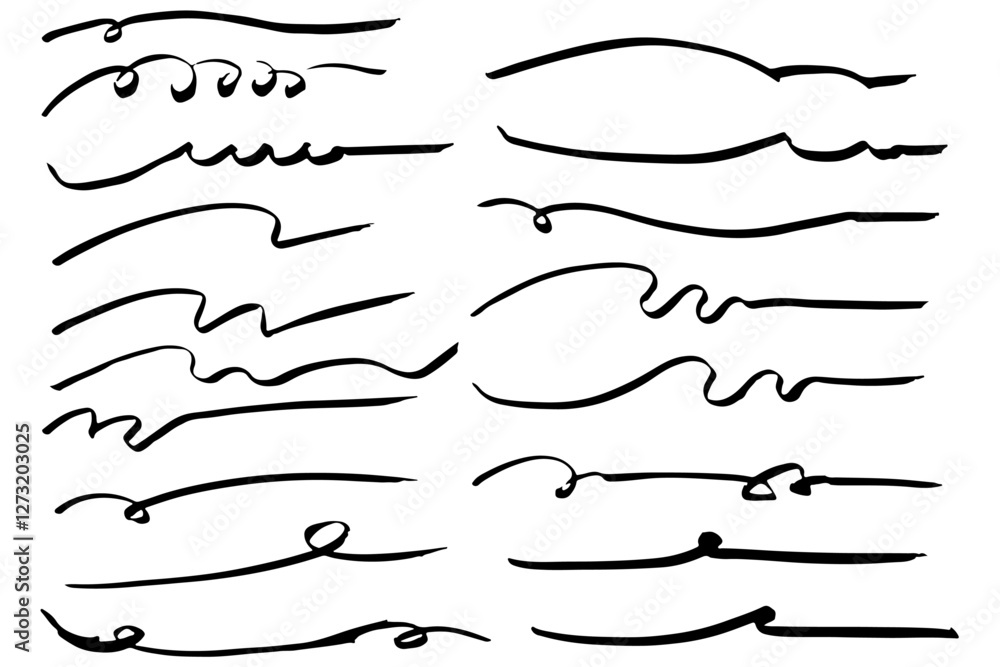 手描きの文字の下の線 アンダーラインセット ベクター 手描きの文字の下の線 アンダーラインセット ベクター