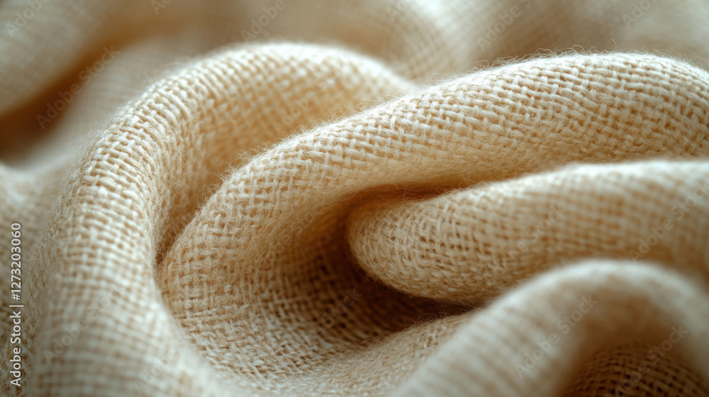 Fototapeta premium close up of beige fabric texture showcasing soft, natural fibers