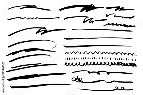 手描きの文字の下の線　アンダーラインセット　ベクター