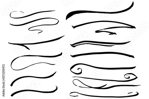 手描きの文字の下の線　アンダーラインセット　ベクター