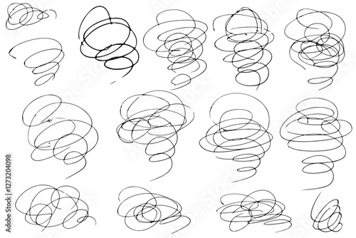 もやもや・悩む・くしゃくしゃ・ぐるぐるの線のイラスト素材　ベクター