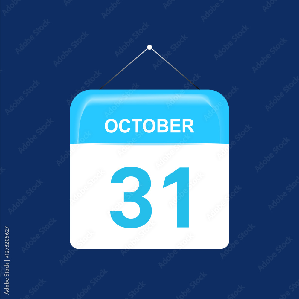 31th October daily calendar icon template. October 31 day calendar design. Single day calendar in vector illustration flat style. 31th October daily calendar icon template. October 31 day calendar design. Single day calendar in vector illustration flat style.