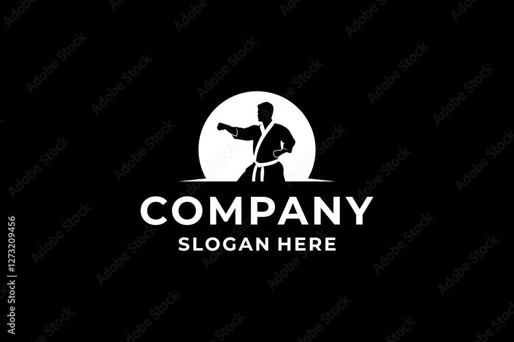 Obraz premium Karate Martial Arts Silhouette Logo Design Template.