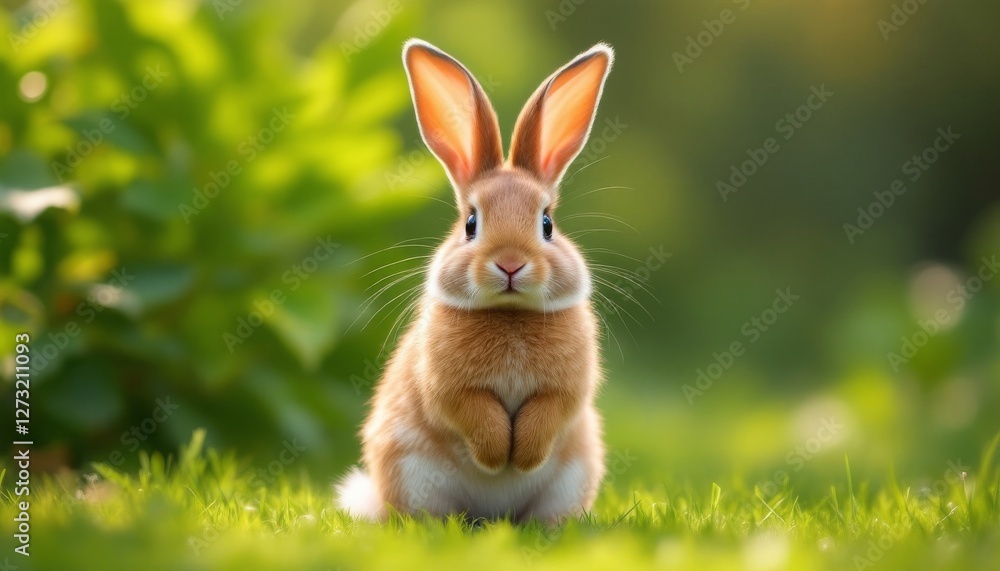 Adorable Orange Bunny Sitting in Green Grass Adorable Orange Bunny Sitting in Green Grass