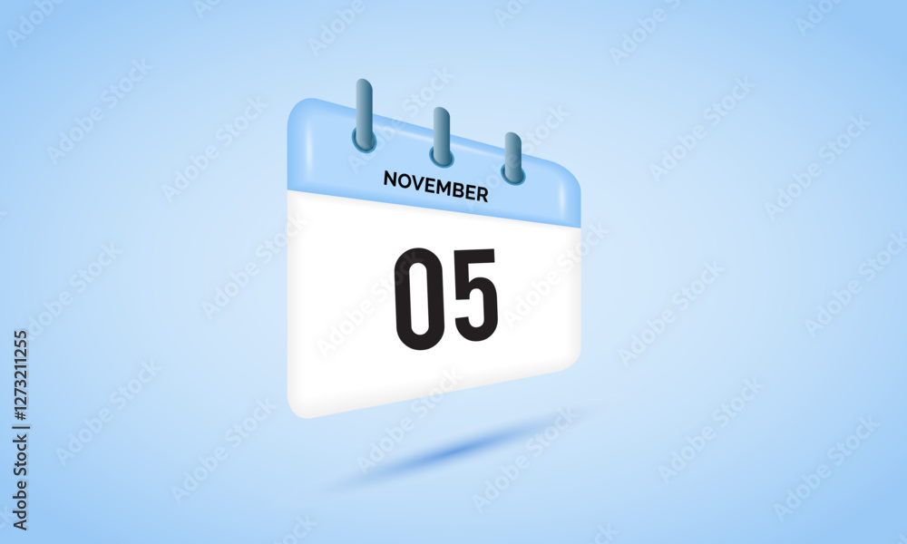 5th November daily calendar icon template. November 5 day calendar design. Single day calendar in vector illustration flat style. 5th November daily calendar icon template. November 5 day calendar design. Single day calendar in vector illustration flat style.