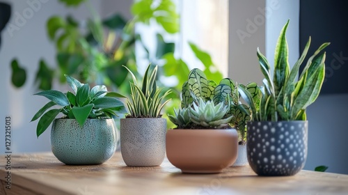 Wallpaper Mural A modern office desk with a small collection of indoor plants Torontodigital.ca
