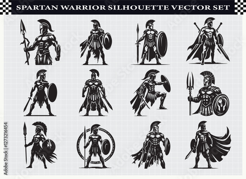 Spartan Warrior Silhouette Vector Set