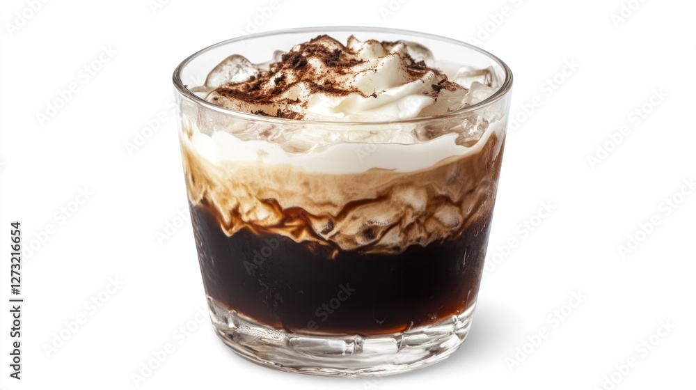 Creamy Coffee Cocktail Whipped Cream Ice Cubes Glass Creamy Coffee Cocktail Whipped Cream Ice Cubes Glass