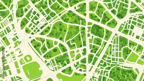 Green City Map: A Stylized Aerial View of Urban Greenery