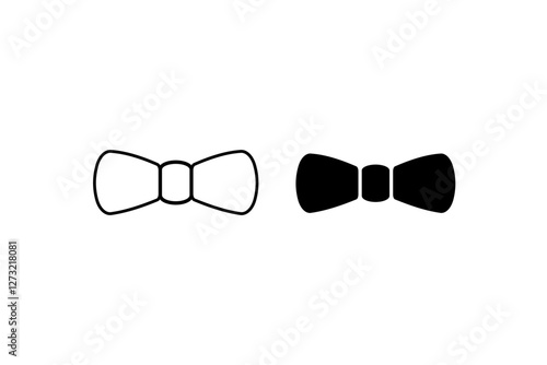 Minimalist Bow Tie Icon in Black and White Vector