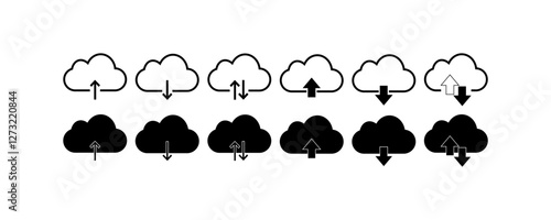 Cloud Upload and Download Icons Set Vector