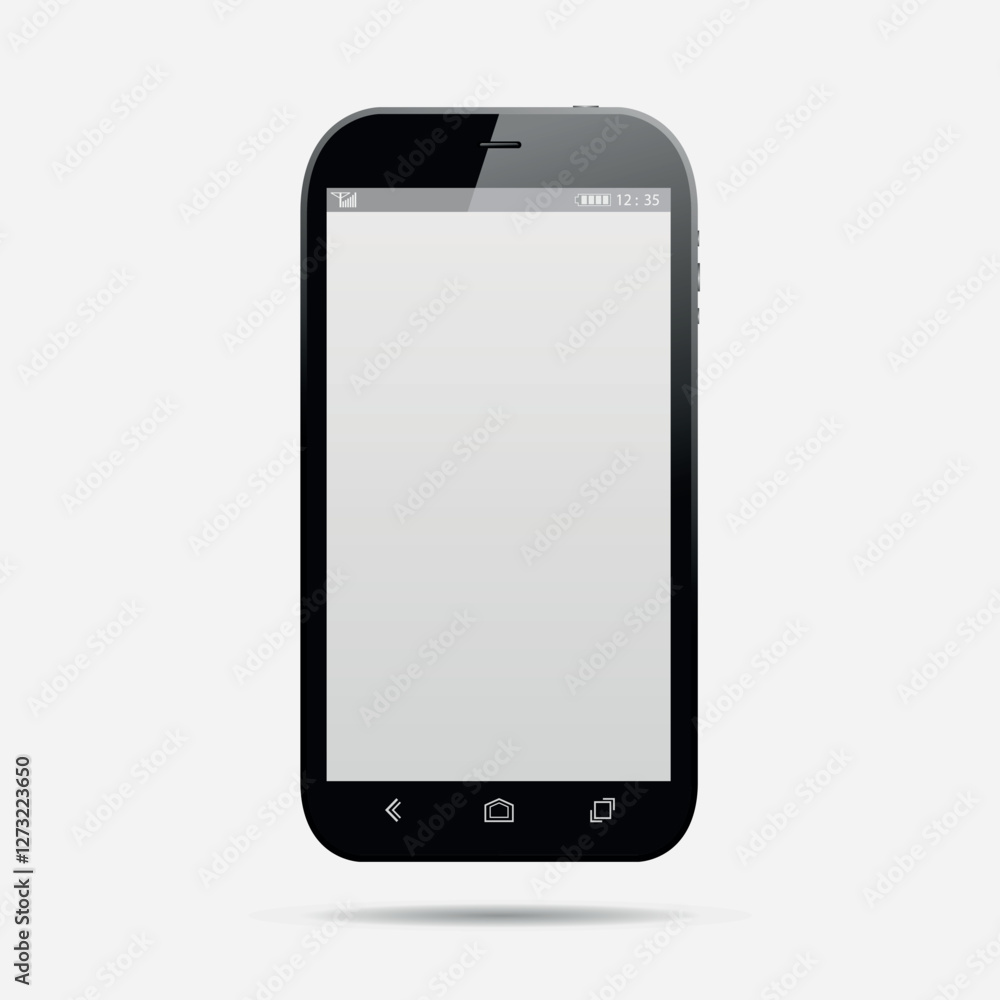 Realistic mobile phone with blank screen isolated on white background. Realistic mobile phone with blank screen isolated on white background.