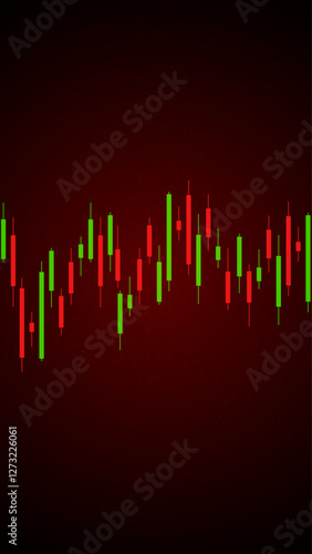 Trade line graph on gradient background, line chart diagram financial chart. Stock market graph trading chart for business and finance. Portrait view of stock graph.

