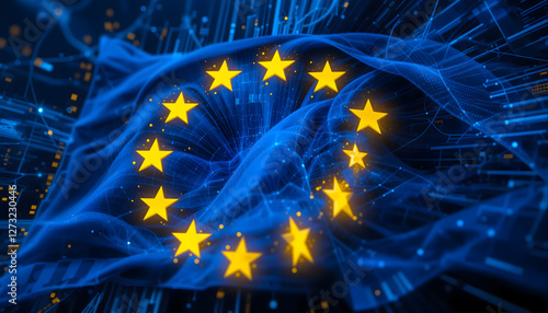 European Flag in a Digital Cyber World