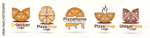 Pizza shop vector logo design