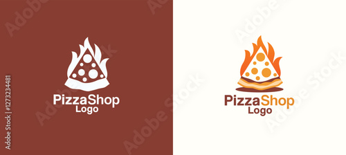 Pizza shop vector logo design