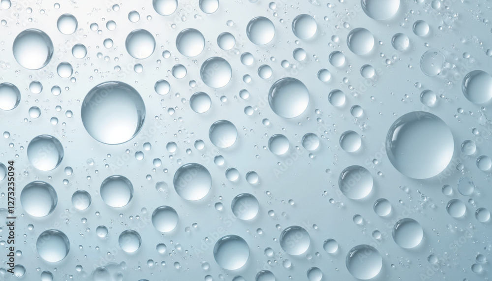 Symmetrical water droplets on smooth glass surface, clarity and beauty Symmetrical water droplets on smooth glass surface, clarity and beauty