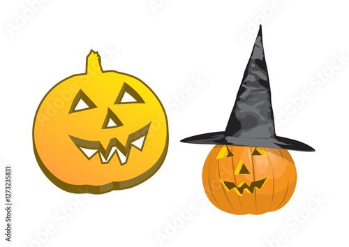 Spooky and fun vector illustration of a classic Halloween Jack O' Lantern.  Perfect for holiday designs, invitations, and more.