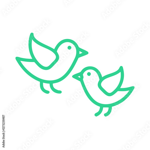 Cute Icon springtime birds chirping happily for the spring concept
