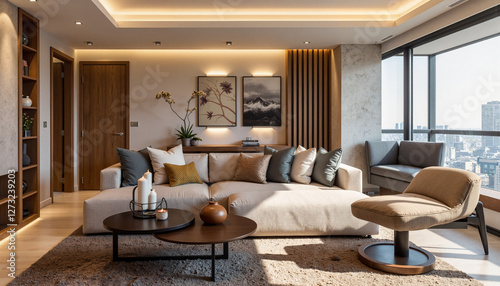 Sleek modern apartment interior showcasing high-end remodeling, elegance