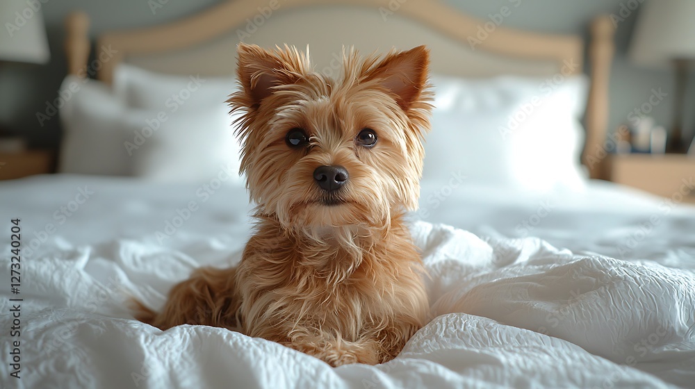 Yorkshire Terrier Puppy Bedroom Bed Relaxing Yorkshire Terrier Puppy Bedroom Bed Relaxing