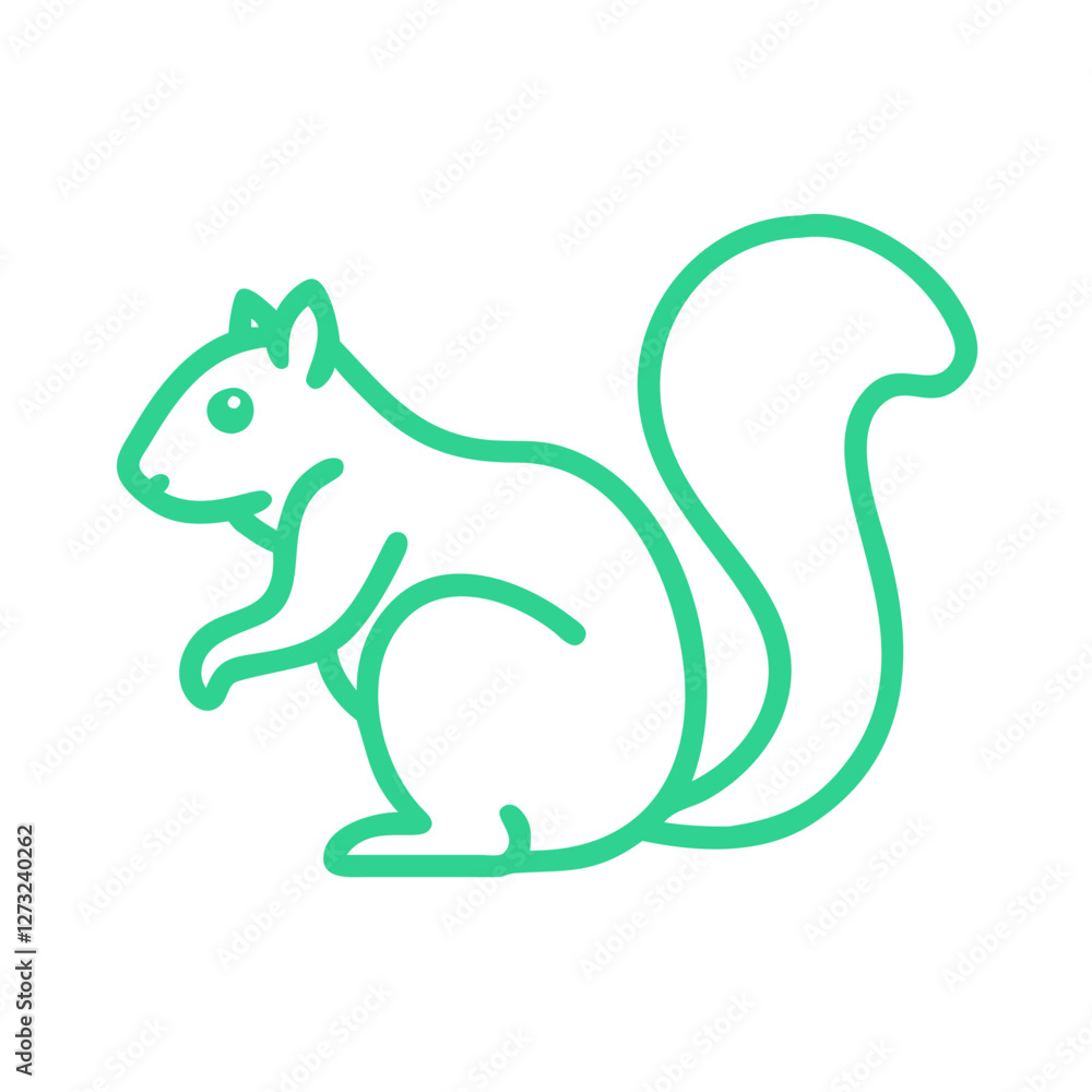 Fototapeta premium Cute springtime squirrel icon in minimalistic style for seasonal design concept 