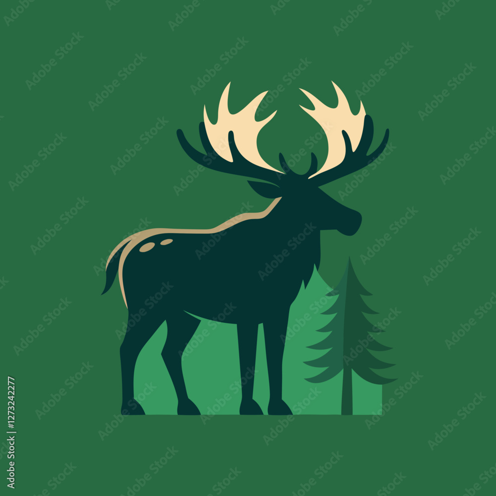 Majestic Moose Illustration Wilderness Area Graphic Artwork Natural Environment Side View Wildlife Concept Majestic Moose Illustration Wilderness Area Graphic Artwork Natural Environment Side View Wildlife Concept