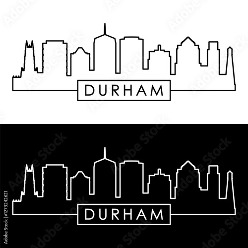 Durham skyline. Linear style. Single line. Editable vector file.