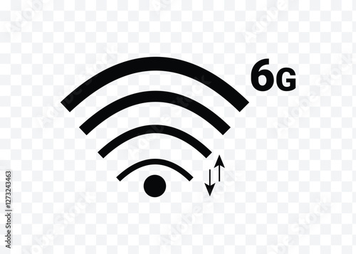 6G network signal icon, wireless connectivity symbol, communication logo, technology graphic