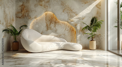 futuristic sofa and plants