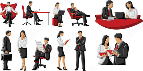 group of business people vector business people in different poses and positions Adobe Illustrator Artwork