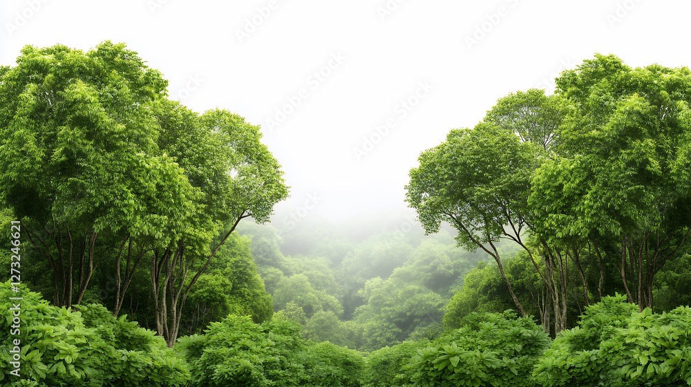 Obraz premium Dense Forest Canopy With Misty Midground