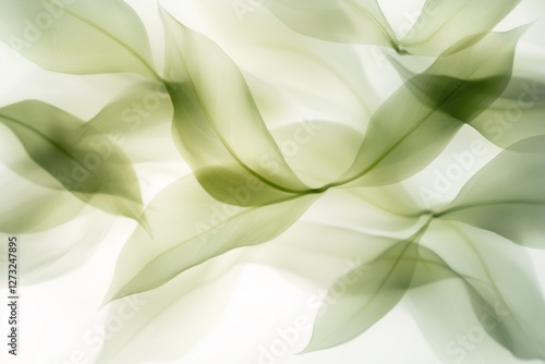 A bunch of green leaves flying through the air