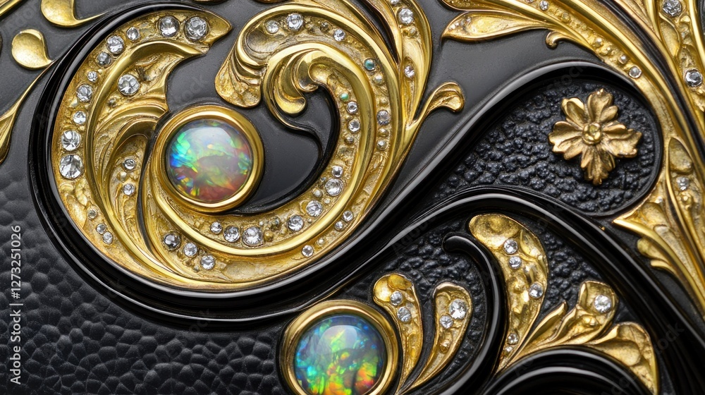 Opulent Gold and Black Jewel-Encrusted Design Opulent Gold and Black Jewel-Encrusted Design