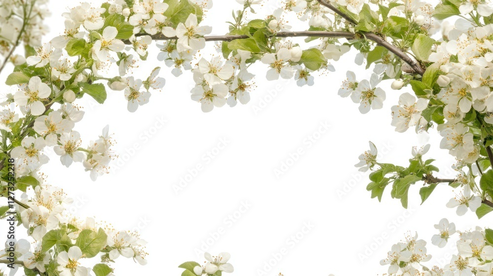 Spring Blossom Frame: A Delicate Floral Border of White Cherry Blossoms Spring Blossom Frame: A Delicate Floral Border of White Cherry Blossoms