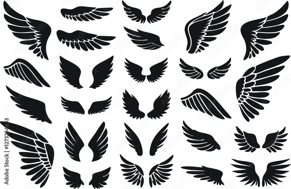 Obraz premium Wings logo set. Vector illustration