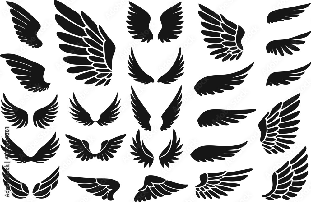 Obraz premium Wings logo set. Vector illustration