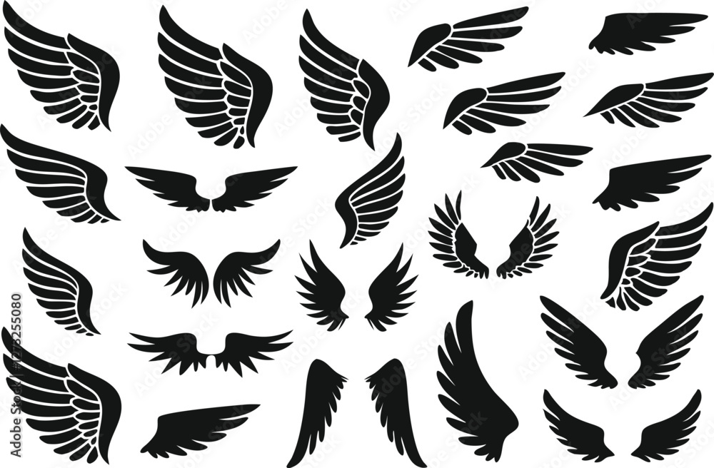 Obraz premium Wings logo set. Vector illustration